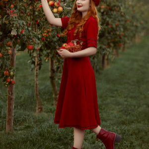 Embroidered Trim Linen Dress