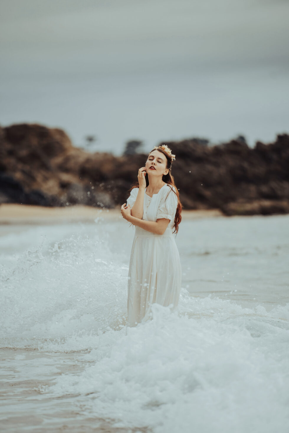 white linen sweetheart dress